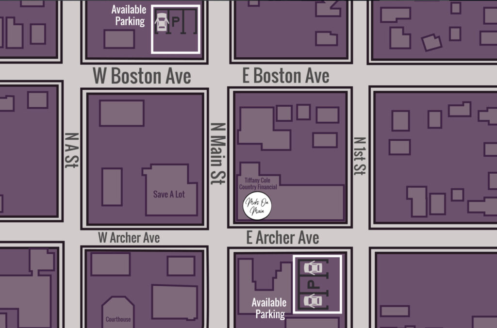 Parking Map Meks on Main Monmouth IL